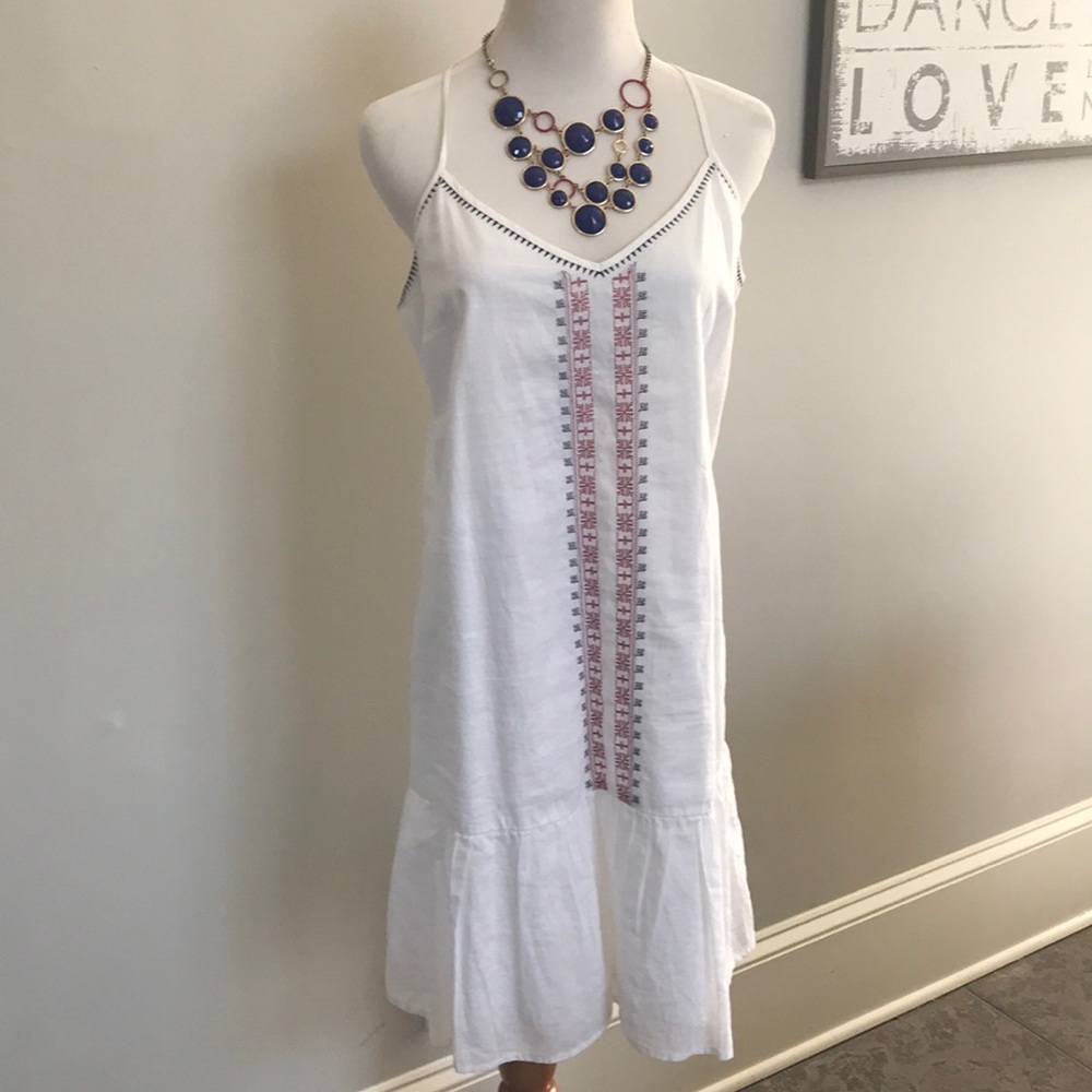 White linen blend dress Sz M